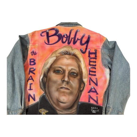 Vintage Bobby Heenan Denim Jacket Womens Small Light Blue Custom Airbrush 92 USA - Picture 14 of 16